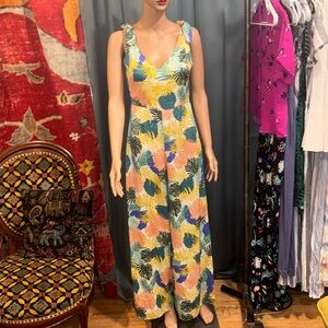 NWT Zara Tropical Leaf Print Wide Leg Jumpsuit | Resort Vacation Style | Size S